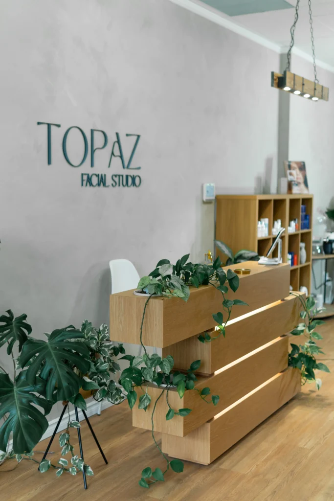 Boutique facial studio reception at Topaz Facial Studio in Vancouver