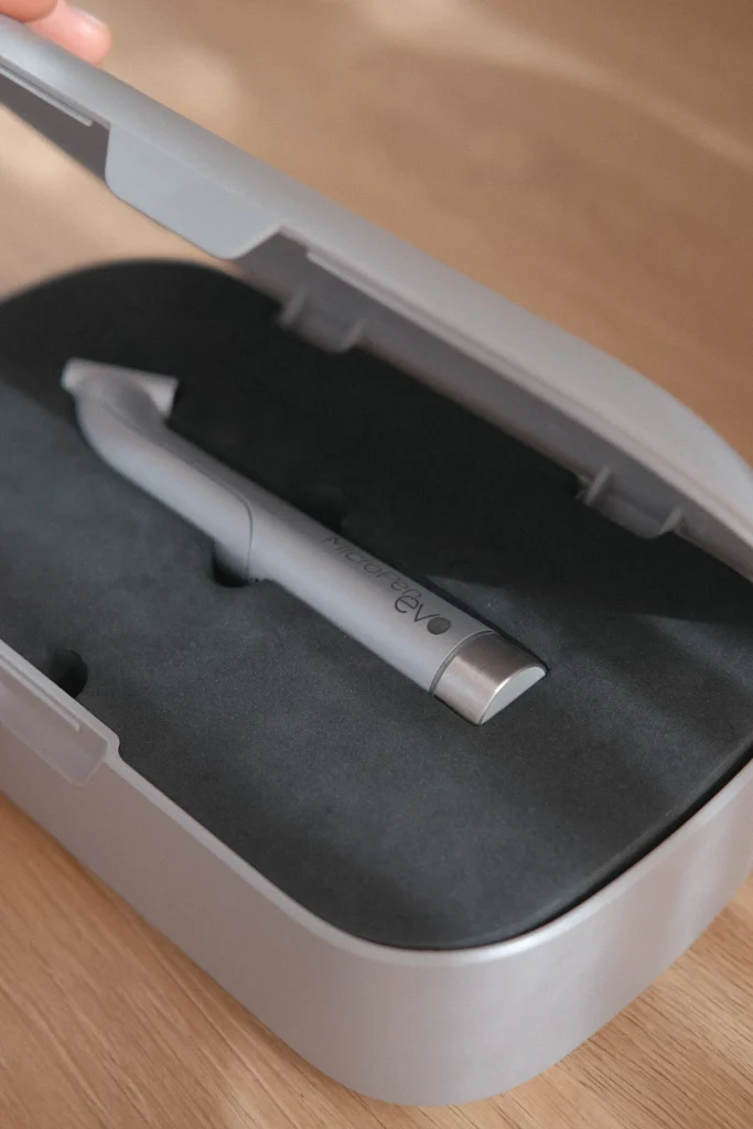 Microneedling device in its case at Topaz Facial Studio