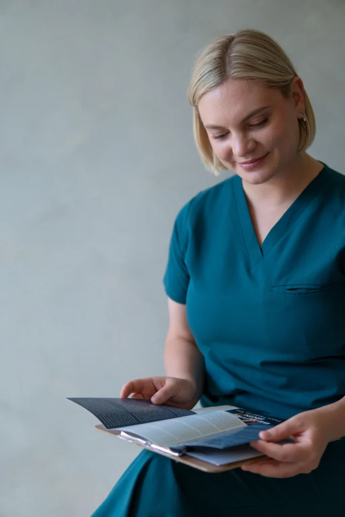 Topaz practitioner reviewing professional skincare guidance